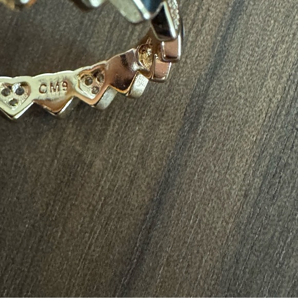 PRETTY BIRD JEWELRY 18K ROSE GOLD PLATED RING WITH BLACK ENAMEL EVIL EYE HEARTS - Picture 6 of 6